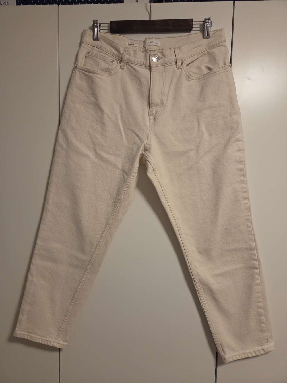 Mango Off-White Denim Jeans with Metal Button